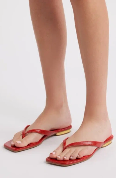 Open Edit Ocean Snakeskin Embossed Thong Sandal In Red