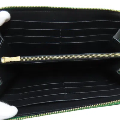 Pre-owned Celine Green Leather Long Wallet (bi-fold) ()