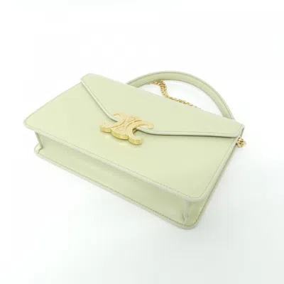 Pre-owned Celine Light Green Leather Chain/shoulder Wallet ()