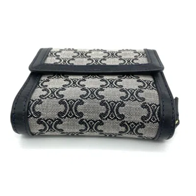 Pre-owned Celine Navy Canvas Leather Wallet (tri-fold) () In Blue