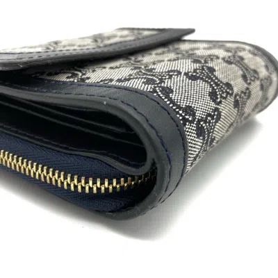 Pre-owned Celine Navy Canvas Leather Wallet (tri-fold) () In Blue