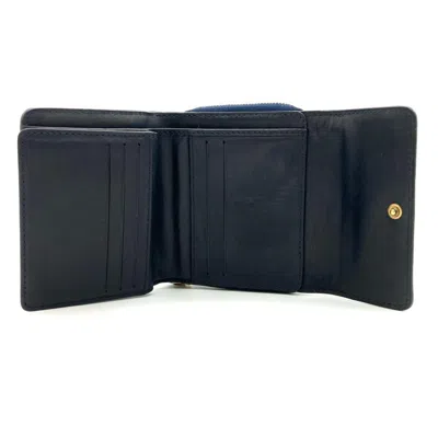 Pre-owned Celine Navy Canvas Leather Wallet (tri-fold) () In Blue