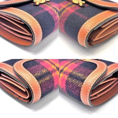 Pre-owned Celine Red Color Fabric Leather Wallet (bi-fold) ()