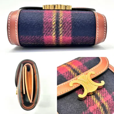 Pre-owned Celine Red Color Fabric Leather Wallet (bi-fold) ()