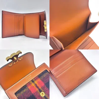 Pre-owned Celine Red Color Fabric Leather Wallet (bi-fold) ()