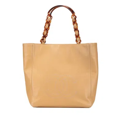Pre-owned Chanel Beige Grained Calfskin Plastic Shoulder Bag Tote Bag ()