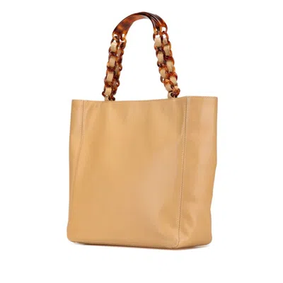 Pre-owned Chanel Beige Grained Calfskin Plastic Shoulder Bag Tote Bag ()