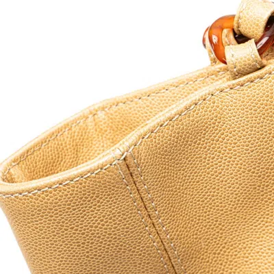 Pre-owned Chanel Beige Grained Calfskin Plastic Shoulder Bag Tote Bag ()