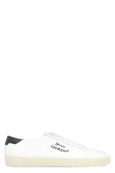 Saint Laurent Leather Men Shoes Sneaker Rubber Sole In White