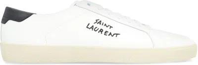 Saint Laurent Leather Men Shoes Sneaker Rubber Sole In White