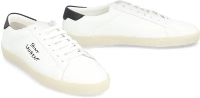 Saint Laurent Leather Men Shoes Sneaker Rubber Sole In White