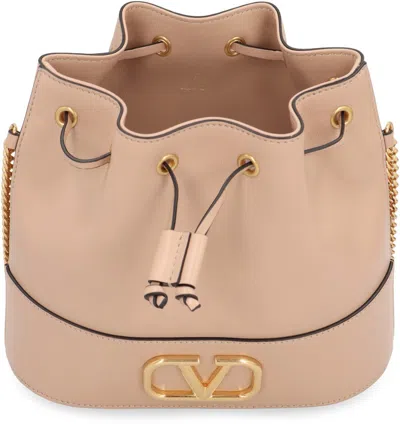 Valentino Garavani Vlogo Signature Leather Bucket Bag In Pink