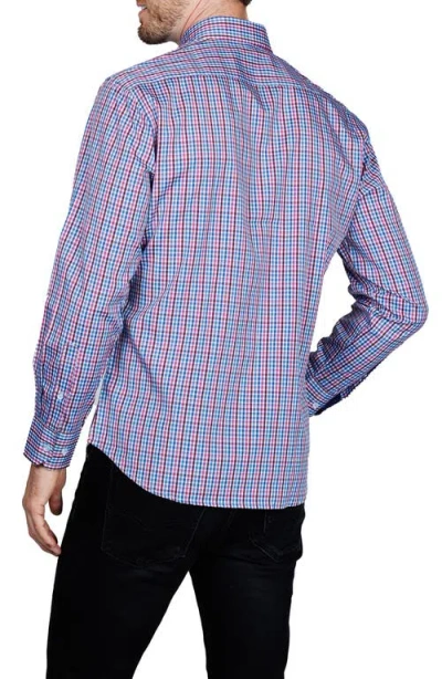 Tailorbyrd Check Print Performance Button Down Shirt In Multi
