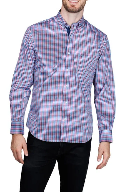 Tailorbyrd Check Print Performance Button Down Shirt In Multi