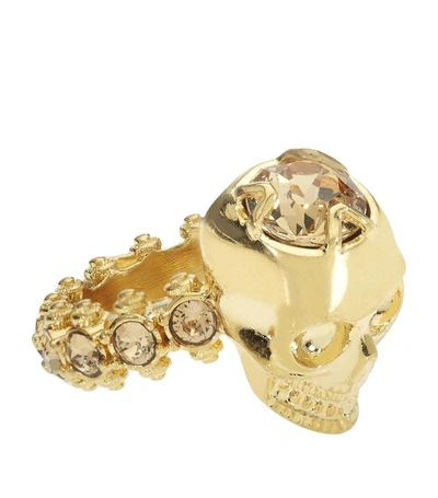 Shop Alexander Mcqueen Jewelled Skull Ring