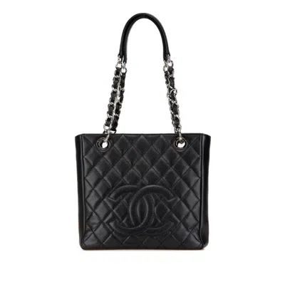 Pre-owned Chanel Black Grained Calfskin Shoulder Bag Tote Bag ()
