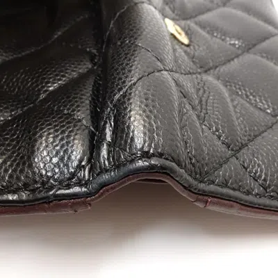 Pre-owned Chanel Black Grained Calfskin Wallet (tri-fold) ()