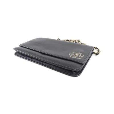 Pre-owned Chanel Black Leather Chain/shoulder Wallet ()