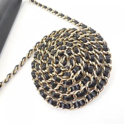 Pre-owned Chanel Black Leather Chain/shoulder Wallet ()