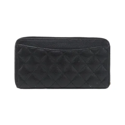 Pre-owned Chanel Gold Black Bordeaux Grained Calfskin Long Wallet (bi-fold) ()