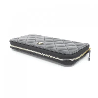 Pre-owned Chanel Gold Black Bordeaux Grained Calfskin Long Wallet (bi-fold) ()