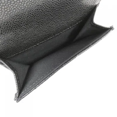 Pre-owned Chanel Gold Black Bordeaux Grained Calfskin Wallet (tri-fold) ()