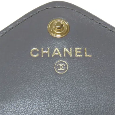 Pre-owned Chanel Gray Leather Coin Purse/coin Case ()