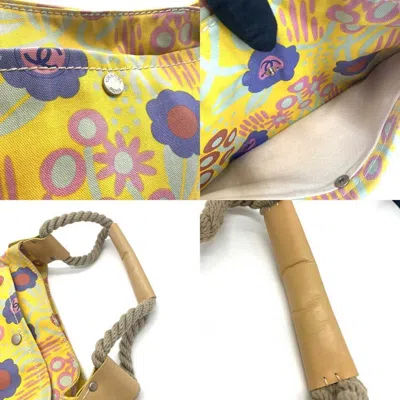 Pre-owned Chanel High Summer Yellow Canvas Leather Tote Bag ()