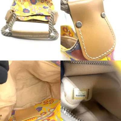 Pre-owned Chanel High Summer Yellow Canvas Leather Tote Bag ()