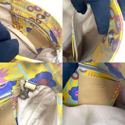 Pre-owned Chanel High Summer Yellow Canvas Leather Tote Bag ()