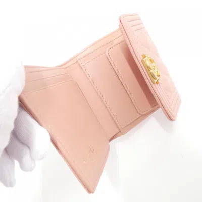 Pre-owned Chanel Light Pink Grained Calfskin Wallet (bi-fold) ()