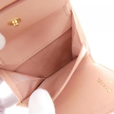 Pre-owned Chanel Light Pink Grained Calfskin Wallet (bi-fold) ()