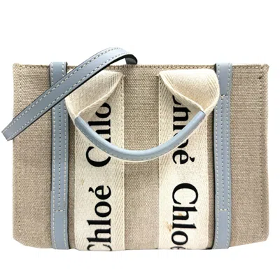 Pre-owned Chloé Beige Blue Canvas Handbag Shoulder Bag ()