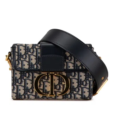 Pre-owned Dior Christian  Beige Navy Jacquard Leather Shoulder Bag ()