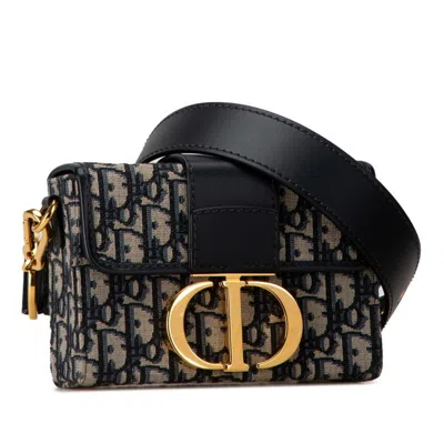 Pre-owned Dior Christian  Beige Navy Jacquard Leather Shoulder Bag ()