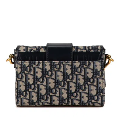 Pre-owned Dior Christian  Beige Navy Jacquard Leather Shoulder Bag ()