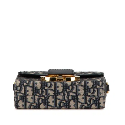Pre-owned Dior Christian  Beige Navy Jacquard Leather Shoulder Bag ()