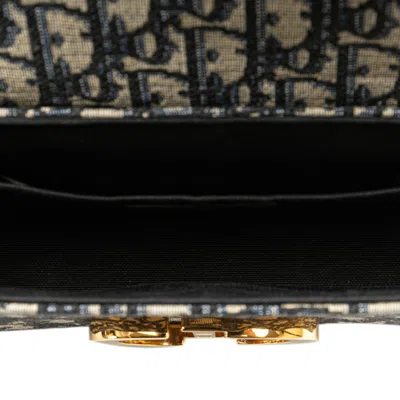 Pre-owned Dior Christian  Beige Navy Jacquard Leather Shoulder Bag ()