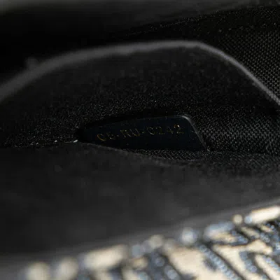 Pre-owned Dior Christian  Beige Navy Jacquard Leather Shoulder Bag ()