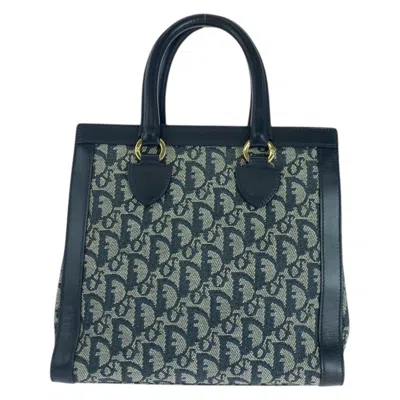 Pre-owned Dior Christian  Navy Canvas Leather Handbag Tote Bag ()