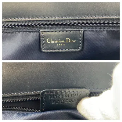 Pre-owned Dior Christian  Navy Canvas Leather Handbag Tote Bag ()