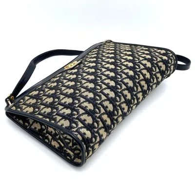 Pre-owned Dior Christian  Navy Canvas Leather Shoulder Bag ()