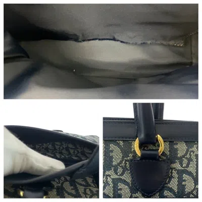 Pre-owned Dior Christian  Navy Canvas Leather Handbag Tote Bag ()