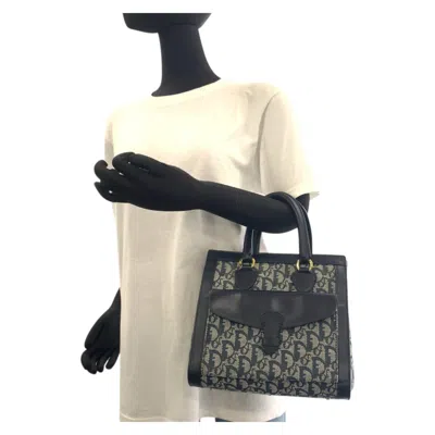 Pre-owned Dior Christian  Navy Canvas Leather Handbag Tote Bag ()