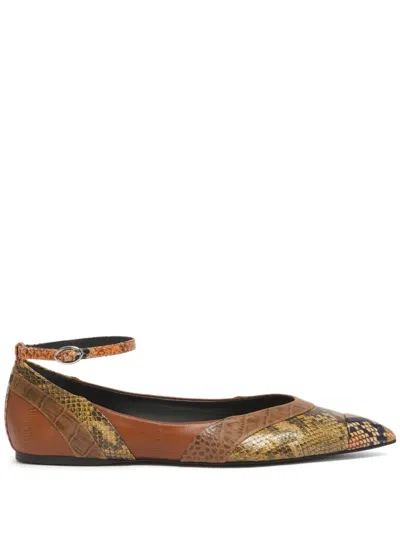 Marni Pointed-toe Ballet Flats With Ankle Strap In Brown