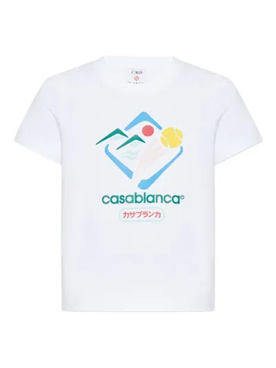 Casablanca Mountain Sports Cropped T-shirt In White