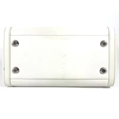 Pre-owned Dior Christian  White Leather Boston Bag Handbag ()