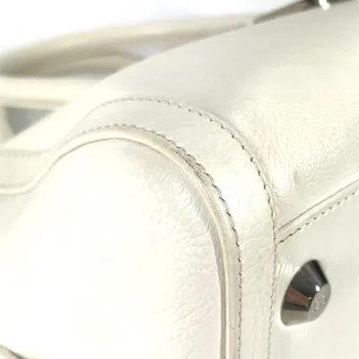 Pre-owned Dior Christian  White Leather Boston Bag Handbag ()