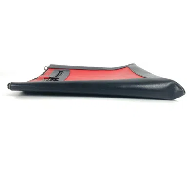 Pre-owned Christian Louboutin Black Red Color Leather Clutch Bag ()