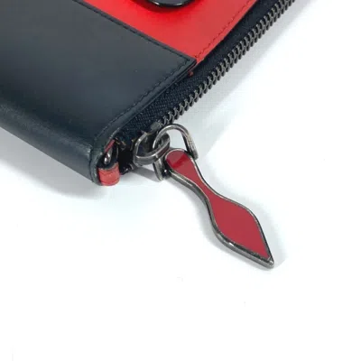 Pre-owned Christian Louboutin Black Red Color Leather Clutch Bag ()